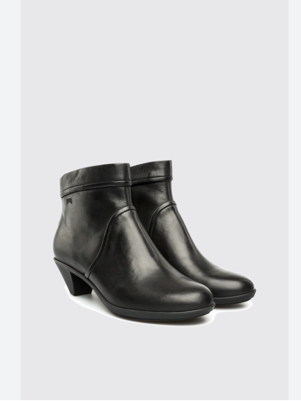 Camper Agatha Black Women’s Leather  1.25” heel Ankle Booties with inside zip